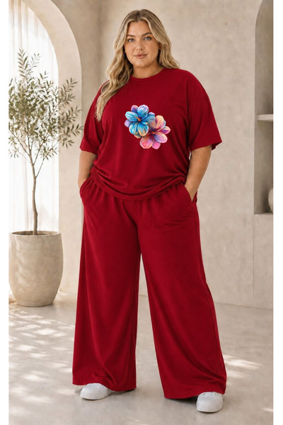 ELAN WEAR Women's Plus Size Premium Oversize Cotton 2-Piece Tracksuit Set Cas...