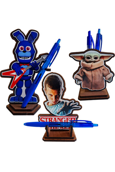 OEM Set 3 figurine Fnaf Bonnie Baby Yoda Grogu Stranger Things, lemn
