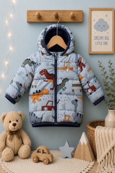 DeKuBaby Soft Fabric New Season Cute Dinosaur Patterned Winter Baby-Child Coa...
