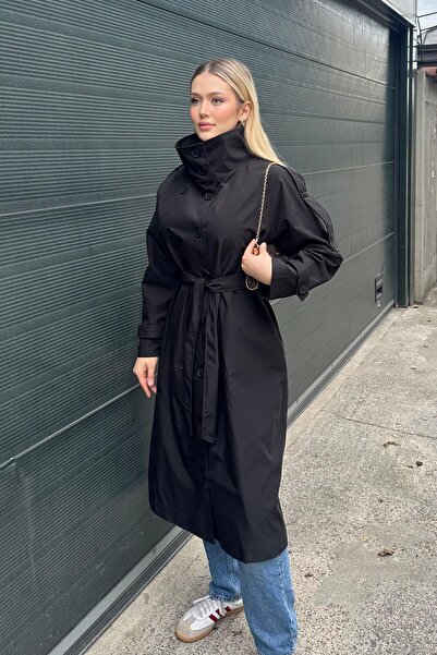 Helen Goods Yeni Sezon Dik Yaka Kadın Trençkot
