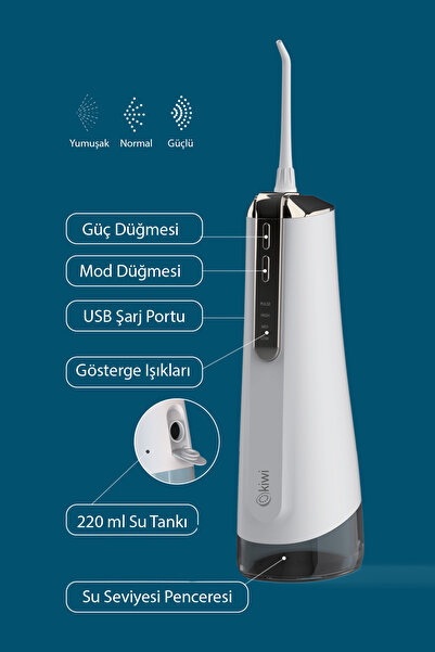 Kiwi Ktb-6051 Portatif Taşınılabilir Şarjlı Ağız Bakım ve Plak Giderici Ağız Duşu