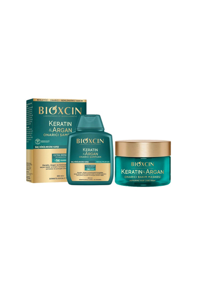 Bioxcin Keratin Argan Şampuan 300 ml + Onarıcı Saç Bakım Maskesi 225 ml Saç B...