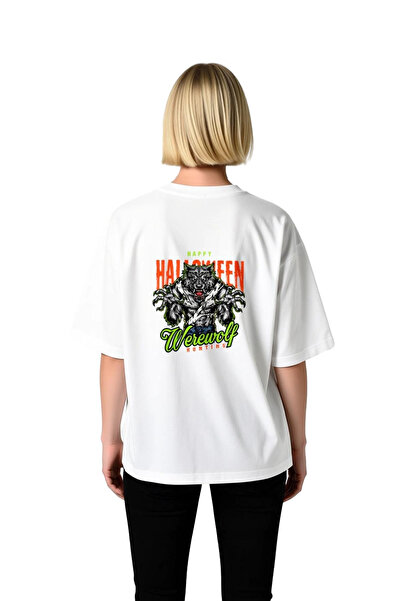 PayBuy Women's Oversize T-Shirt Halloween Witch Werewolf Hunt Themed Neon Pri...