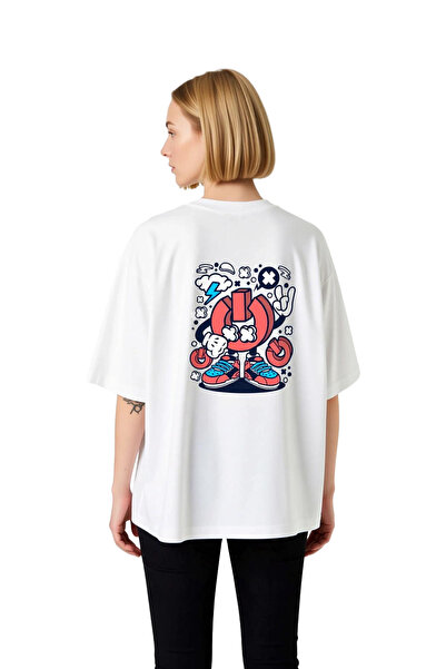 PayBuy Tricou supradimensionat cu imprimeu grafic pentru femei, cu design ret...
