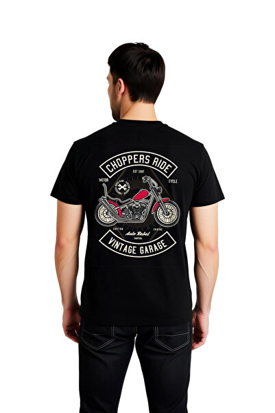 PayBuy Men's Vintage Chopper Motorcycle Culture Printed Relaxed Fit Short Sle...