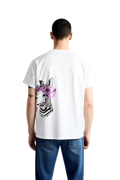 PayBuy Men's Casual T-Shirt Smiling Zebra Graphic Print Relaxed Fit Comfortab...