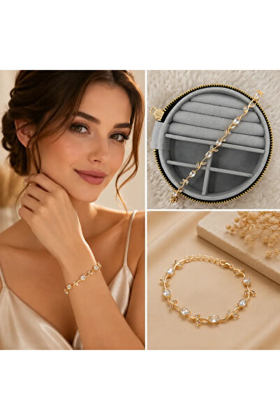 Bozhi White Zircon Stone Gold Color Elegant Bracelet Gold Stylish Gift Steel