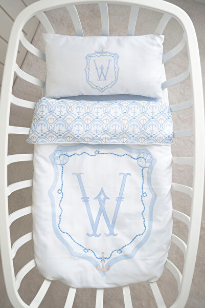NOU Mother's Side Duvet Cover Set (60X100) - Noble Series - Blue - Letter W
