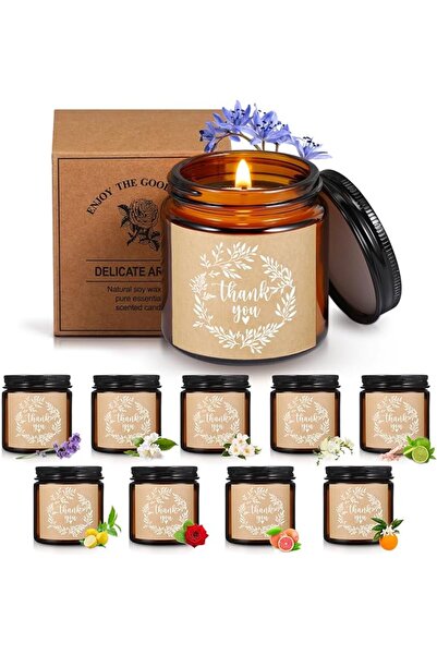 Coume 10 Pcs Thank You Candles Valentines Soy Wax Scented Glass Jar Candles 3...