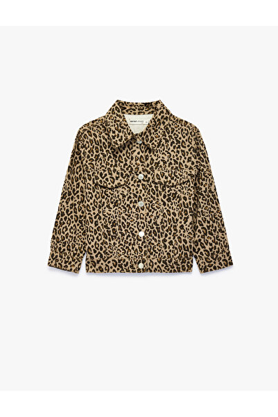 Koton Leopar Desenli Bol Kesim Pamuklu Uzun Kollu Denim Ceket