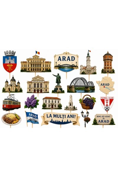 DecoParty Set de decorațiuni pentru tort – Tematică ARAD CITY, 21 de piese, C...