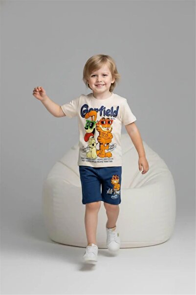 LUFFY KİDS Printed Boys' T-Shirt and Shorts Set - 6639
