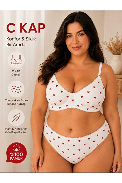 ELANORAFORYOU Women's C Cup Supported Gathering Cotton Bra and Panties Set 10...