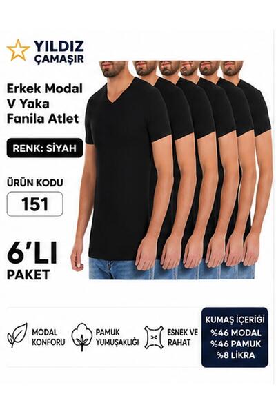 Yıldız Çamaşır Tricou pentru bărbați, cu decolteu în V, cu mânecă scurtă, din...
