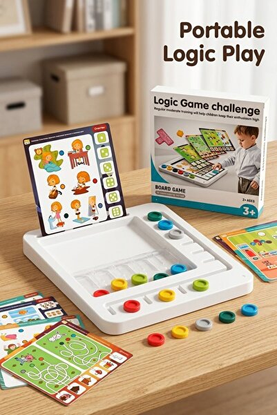 Generic 1 Wooden Montessori Logic Puzzle Board Game 30 Double Sided Cards Por...