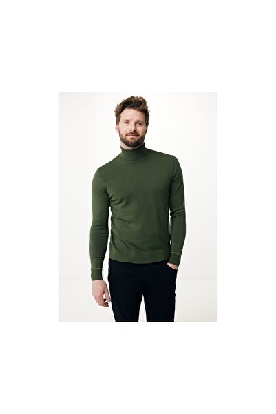 MEXX Fashion Ανδρικό Πουλόβερ Μακρυμάνικο Ζιβάγκο Πράσινο