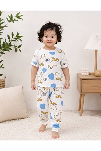 MODABOX Unisex 2-13 Years Old Children's Pajama Set 100% Cotton Short Sleeve ...