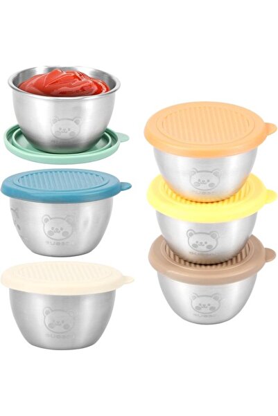 STARSTAR 6-Piece Salad Dressing Container - Stainless Steel Silver