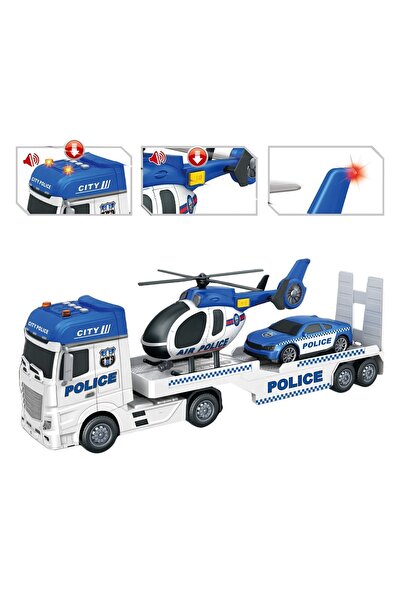 OEM Set Camion de Poliție cu Elicopter, Mașină - Lumini și Sunete