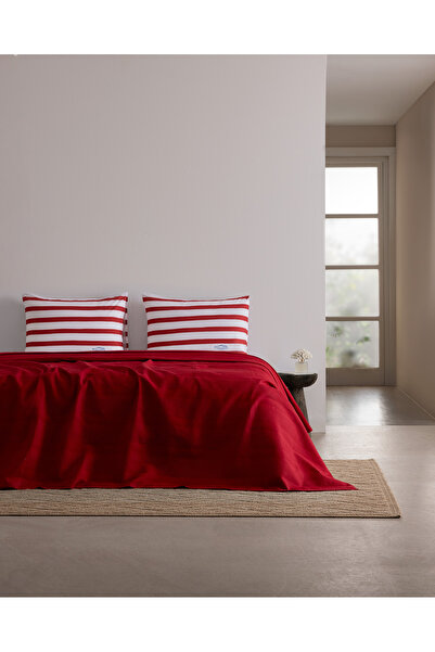 Madame Coco Mathilda Single 100% Cotton Flat Sheet Pique Set - Red
