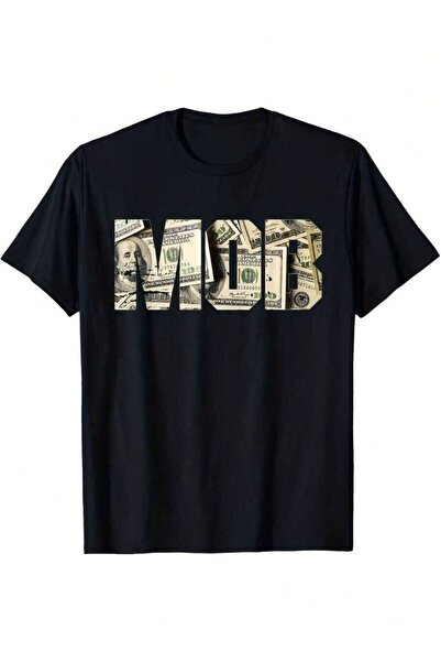 26LIK Men's Women's Money Over Everything Hustler T-Shirt - Black With Bold G...