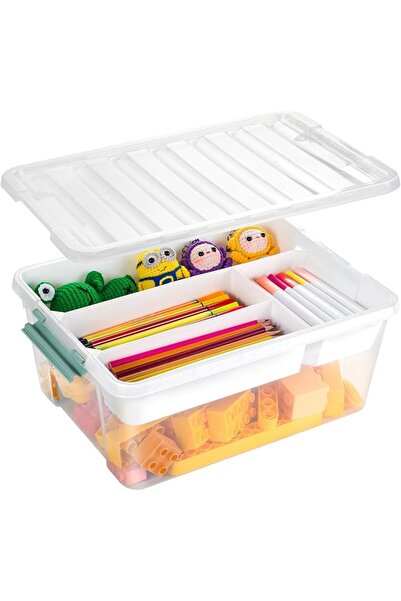 TERRIFI Plastic Storage Box with Removable Tray Caddy, Clear Art Supply and C...