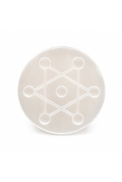 craftmystic Placa din Selenit cu Simbolul Cubului lui Metatron - Purificare s...