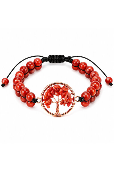 craftmystic Bratara cu Agat Rosu si Arborele Vietii - Energie, Curaj si Stabi...