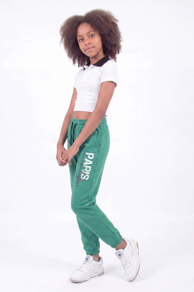 FYK KİDS Girl's Double Pocket Colorful Printed Jogger Sweatpants