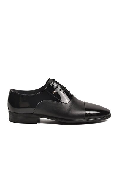 AYAKMOD Black Patent Leather-Black Genuine Leather Rubber Non-Slip Sole Men's...