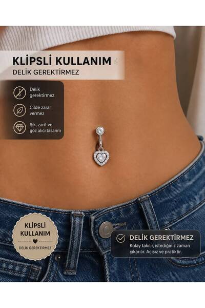 Arescollection delik gerektirmeyen klipsli deliksiz kullanım göbek piercingi