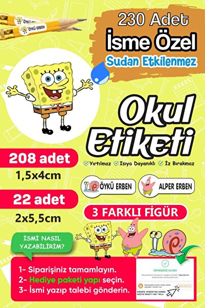 PANDA SOKAĞI Kişiye Özel Okul Etiketi Seti – 230 Adet | Suya Dayanıklı İsim E...