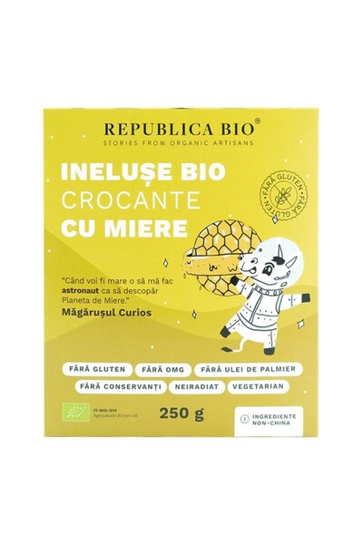 Republica BIO Inele crocante cu miere, fără gluten, bio, 250g
