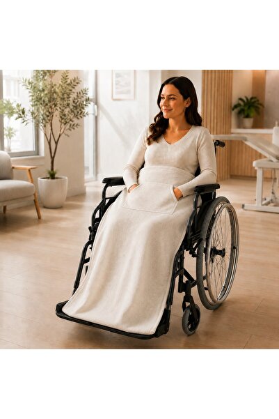 shules collection Buldan Linen Knee Cover for Wheelchair with Pockets – Natur...