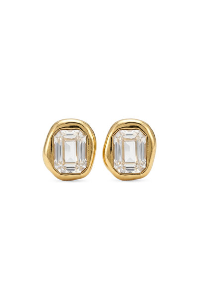 Charmist Steel Facet Crystal Stone Earrings