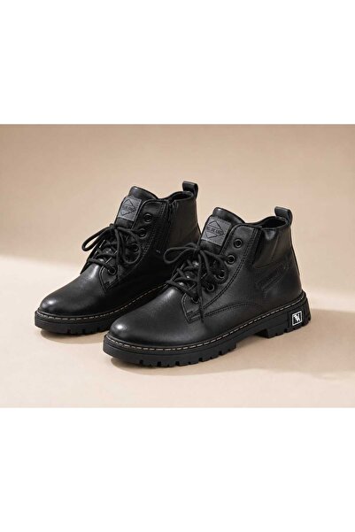 Generic Women's Black Lace-Up Chunky Combat Ankle Boots Casual Fashion Boots