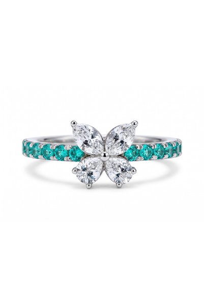 ED Fine Jewelry 925 Ayar Gümüş Renkli Taşlı Kelebek Model Zarif Kadın Yüzük