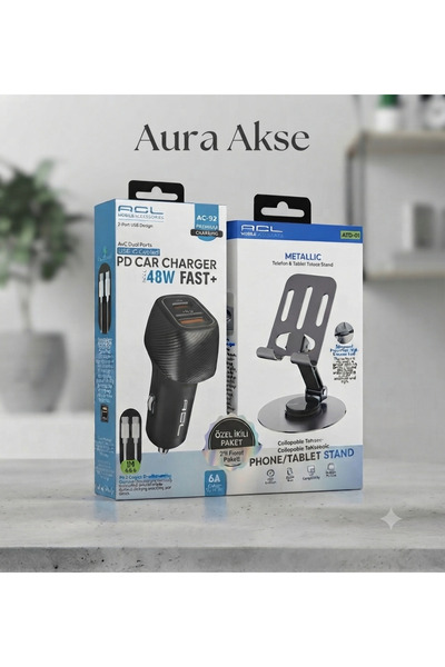 ACL Aura Akse İkili Fırsat Paketi: 48W Hızlı Şarj Cihazı ve 360 Derece Döner ...
