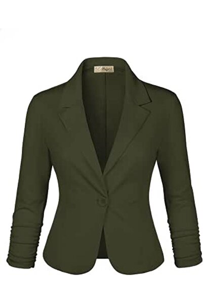 Hybrid & Company Women Double Notch Lapel Sharp Shoulder Pad Office Blazer | ...