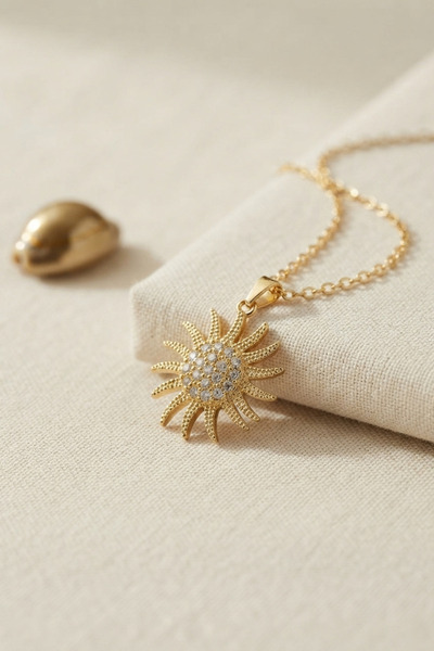 Marsilyan 316L Steel Chain Gold Color Sun Model Necklace Tj-Bko11196 Ilkelgrp...
