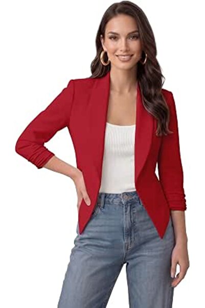 Hybrid & Company Women Double Notch Lapel Sharp Shoulder Pad Office Blazer | ...