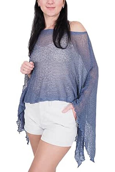 IKATYARN Mimosa Ladies Crochet Poncho Lace Fish Net Batwing Wrap Beach Cover Up