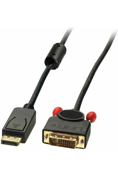 LİNDY Καλώδιο DVI-D αρσενικό σε DisplayPort αρσενικό, 2μ, Μαύρο (41491)