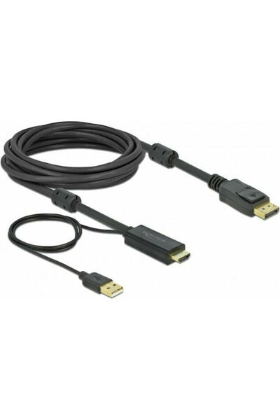 DELOCK Καλώδιο DisplayPort αρσενικό - HDMI αρσενικό 5μ Μαύρο (85966)
