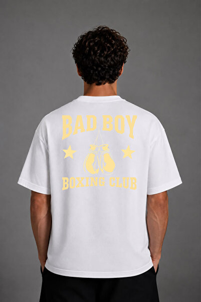 VSRN Μπλουζάκι Bad Boy Boxing με σχέδιο και στάμπα στην πλάτη, λευκό, oversized