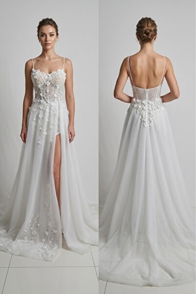JABO WEDDİNG HOUSE GELİNLİK BÜSTİYERİ TRANSPARAN BALEN Lİ BONCUK İŞLEMELİ DER...