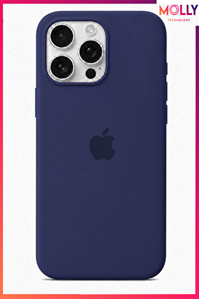 Molly iPhone 15 PRO MAX İçin Gece Mavisi Lansman Soft İçi Kadife Silikon Kılıf