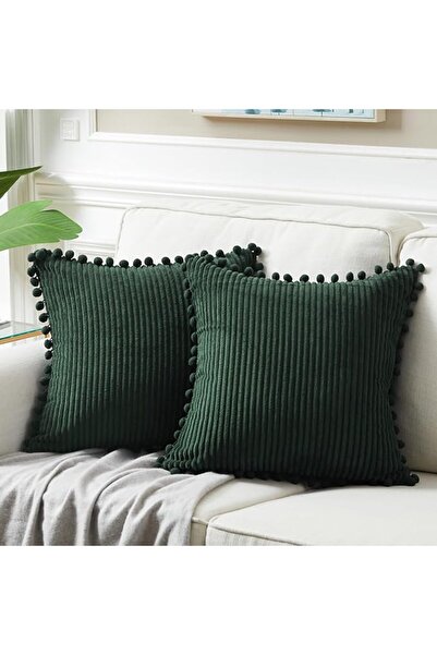 Fancy Homi Pack of 2 Boho Decorative Throw Pillow Covers with Pom-poms, Soft ...
