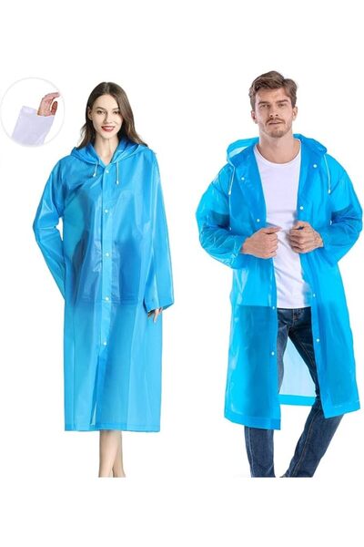 GENERAL Portable Hooded Raincoat for Adults Eva Material Reusable for Emergen...