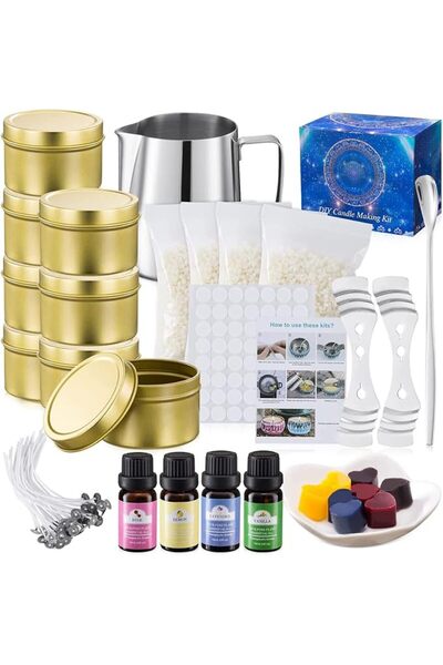 Beauenty أدوات صنع الشموع المعطرة، طقم صنع الشموع يدويًا مع كوب شمع وزيوت عطر...